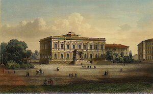 Das &quot;Städtische Museum&quot; (heute: Museum der bildenden Künste Leipzig) am Augustusplatz um 1860